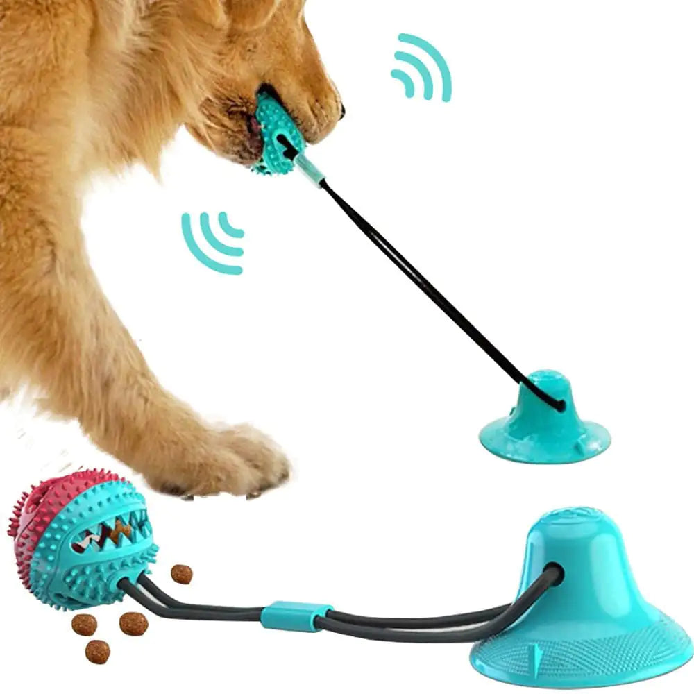 Interactive Silicone Suction Cup Dog Ball Toy - multiple color styles